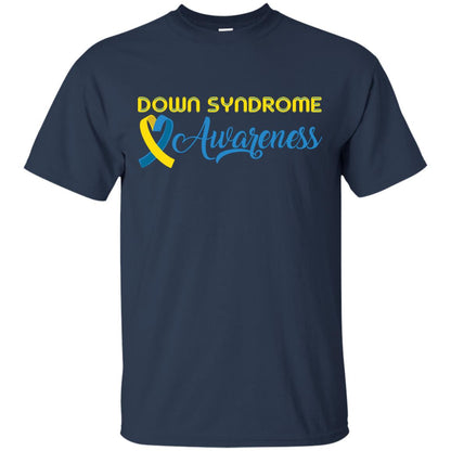 Yellow And Blue Ribbons Down Syndrome Awareness T-shirt Navy