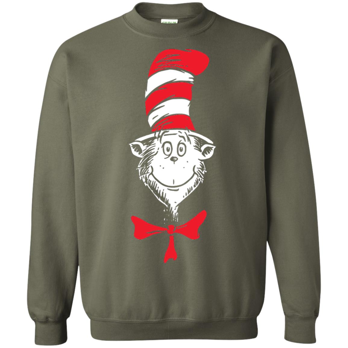 Dr. Seuss The Cat In The Hat Face T-shirt Military Green
