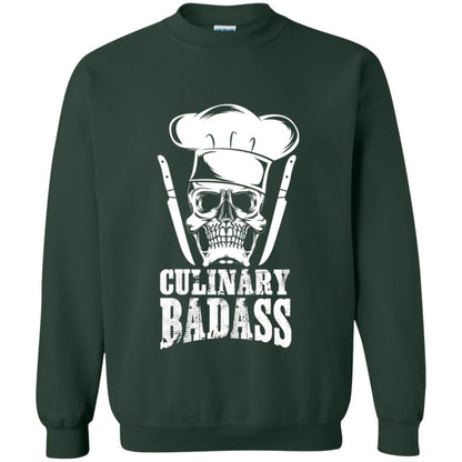 Culinary Badass Funny Chef Skull Knifes Cooking Tshirt Forest Green