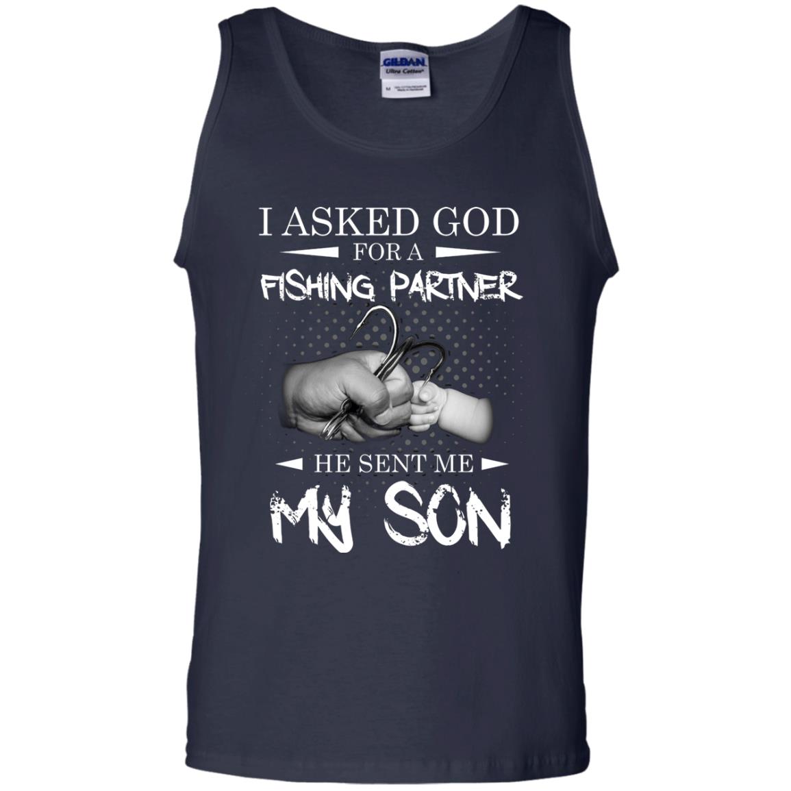 Fishing Daddy Shirt I Asked God For A Fishing Partner He Sent Me My Son Navy