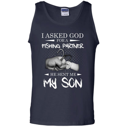 Fishing Daddy Shirt I Asked God For A Fishing Partner He Sent Me My Son Navy