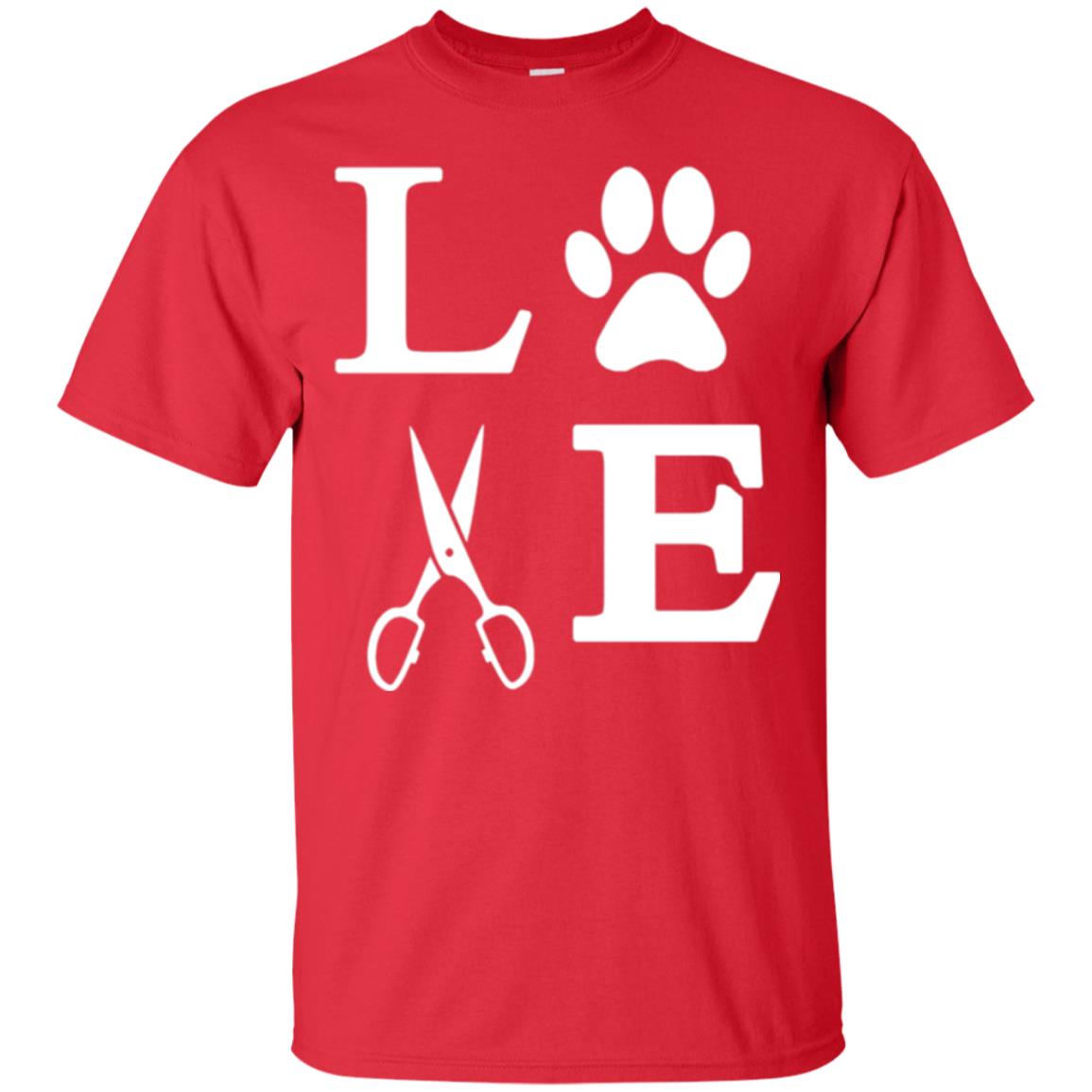 Love Dogs Dog Groomer Paw Dog Lover T-shirt Red