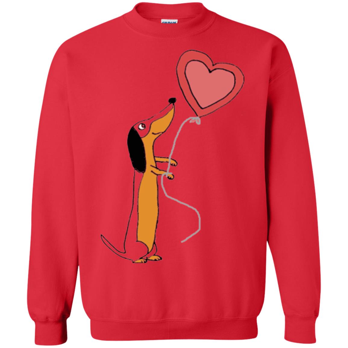 Valentine_s Day T-shirt Cute Dachshund With Heart Balloon Red