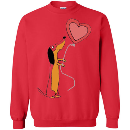 Valentine_s Day T-shirt Cute Dachshund With Heart Balloon Red