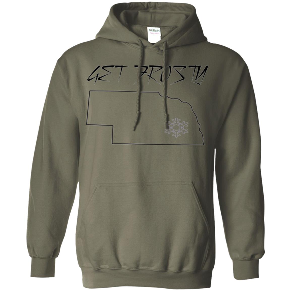 Christmas T-shirt Get Frosty Nebraska Football Military Green