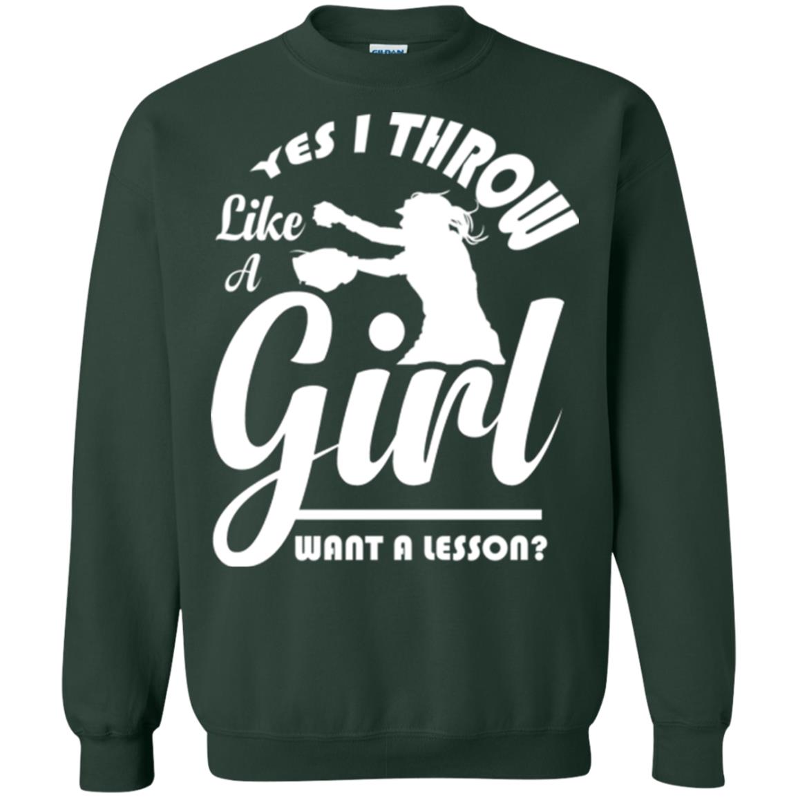 Softball T-shirt Yes I Throw Like A Girl Want A Lesson Forest Green