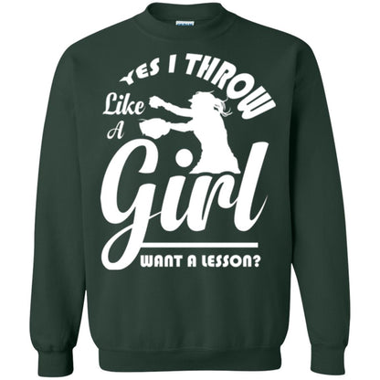 Softball T-shirt Yes I Throw Like A Girl Want A Lesson Forest Green