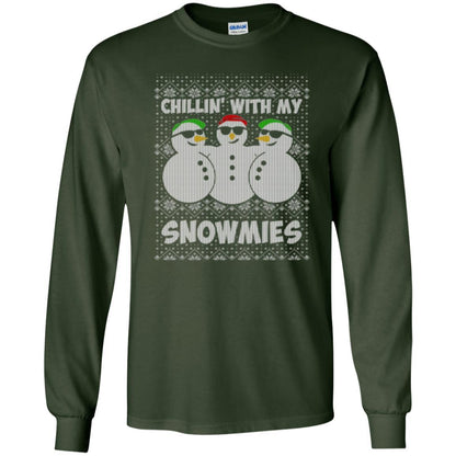 Christmas T-shirt Chillin With My Snowmies Forest Green