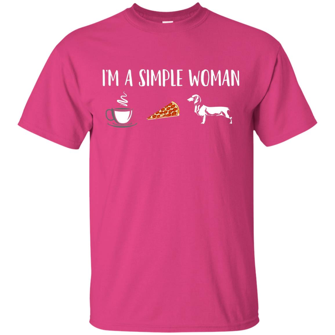Im A Simple Woman Coffee Pizza Doxie Dachshund Lover T-shirt Heliconia