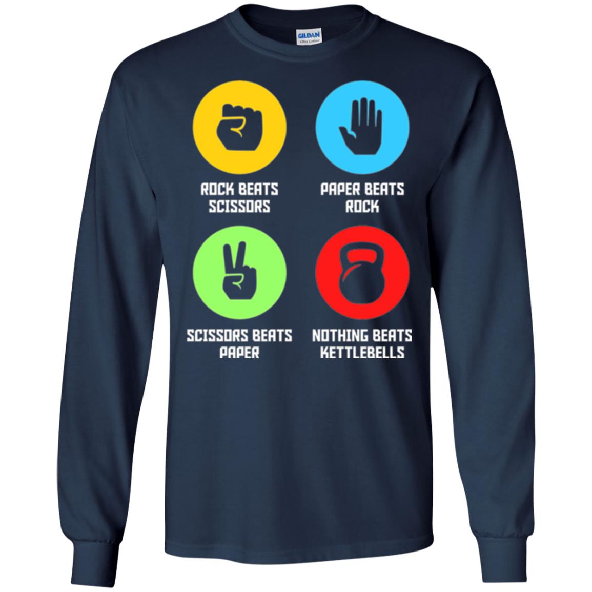 Fitness Gym Sports T-shirt Funny Nothing Beats Kettlebells Navy
