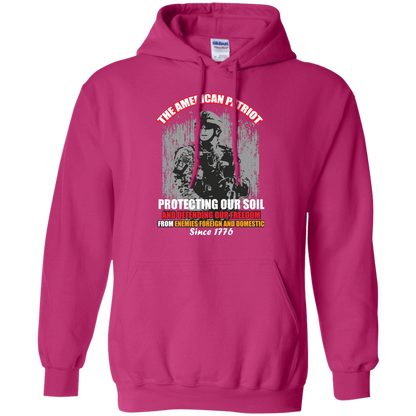 Military T-Shirt The American Patriot Protecting Our Soil And Defending Our Freedom From Enemies Foreign And Domestic Since 1776 Heliconia