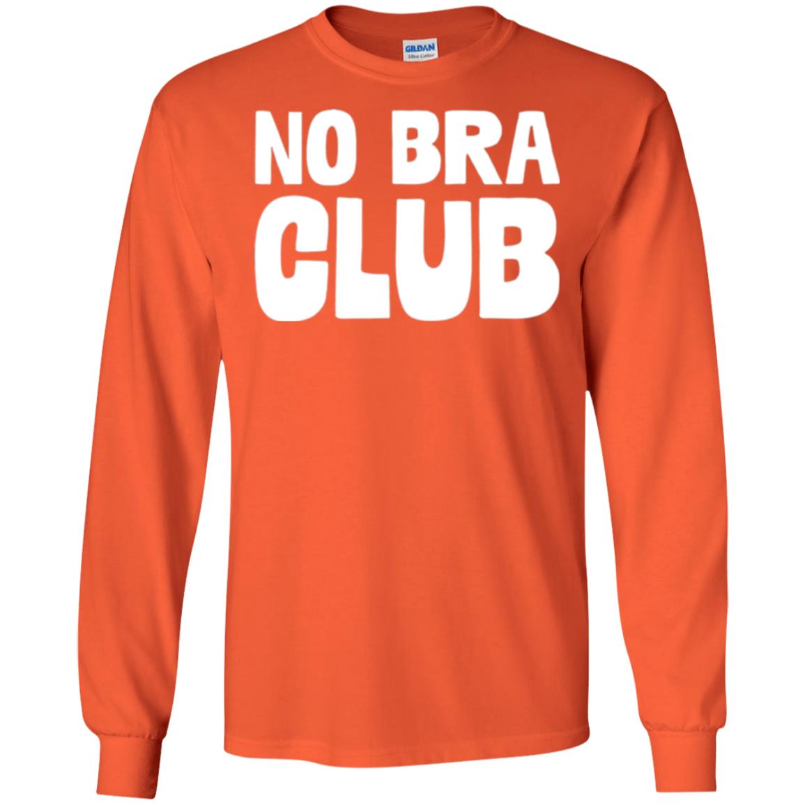No Bra Club T-shirt Funny Feminist Women No Bra Orange