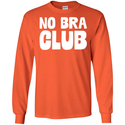 No Bra Club T-shirt Funny Feminist Women No Bra Orange