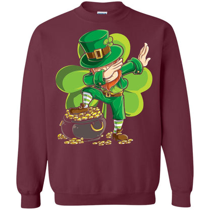 Dabbing Leprechaun St Patricks Day T-shirt Maroon