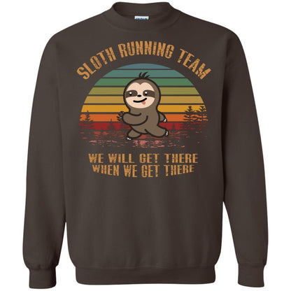 Sloth Running Team We Will Get There When We Get There Shirt Dark Chocolate