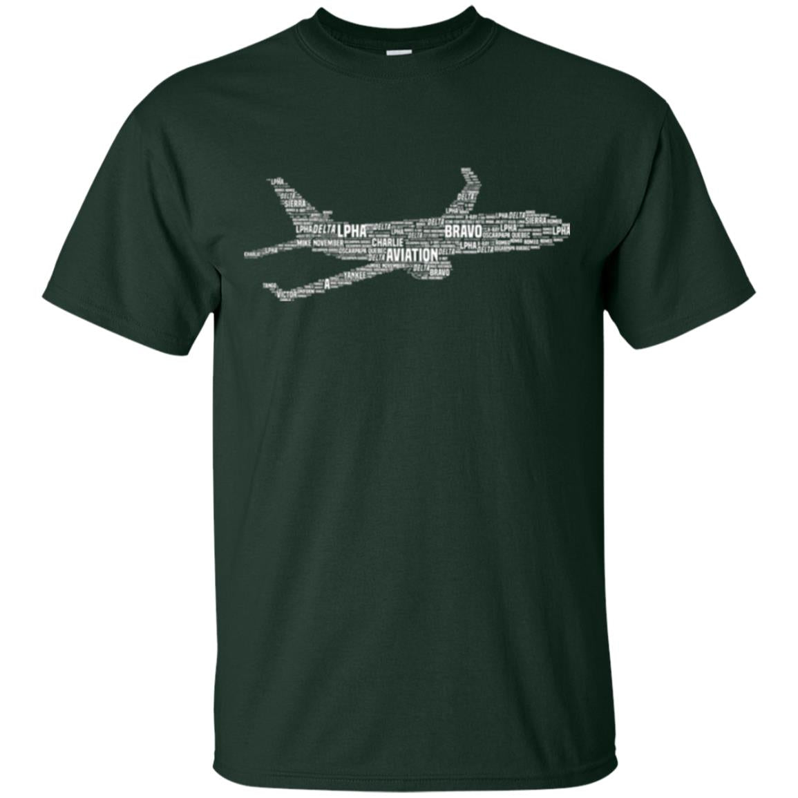Alphabet Airplane Pilot T-shirt Forest Green