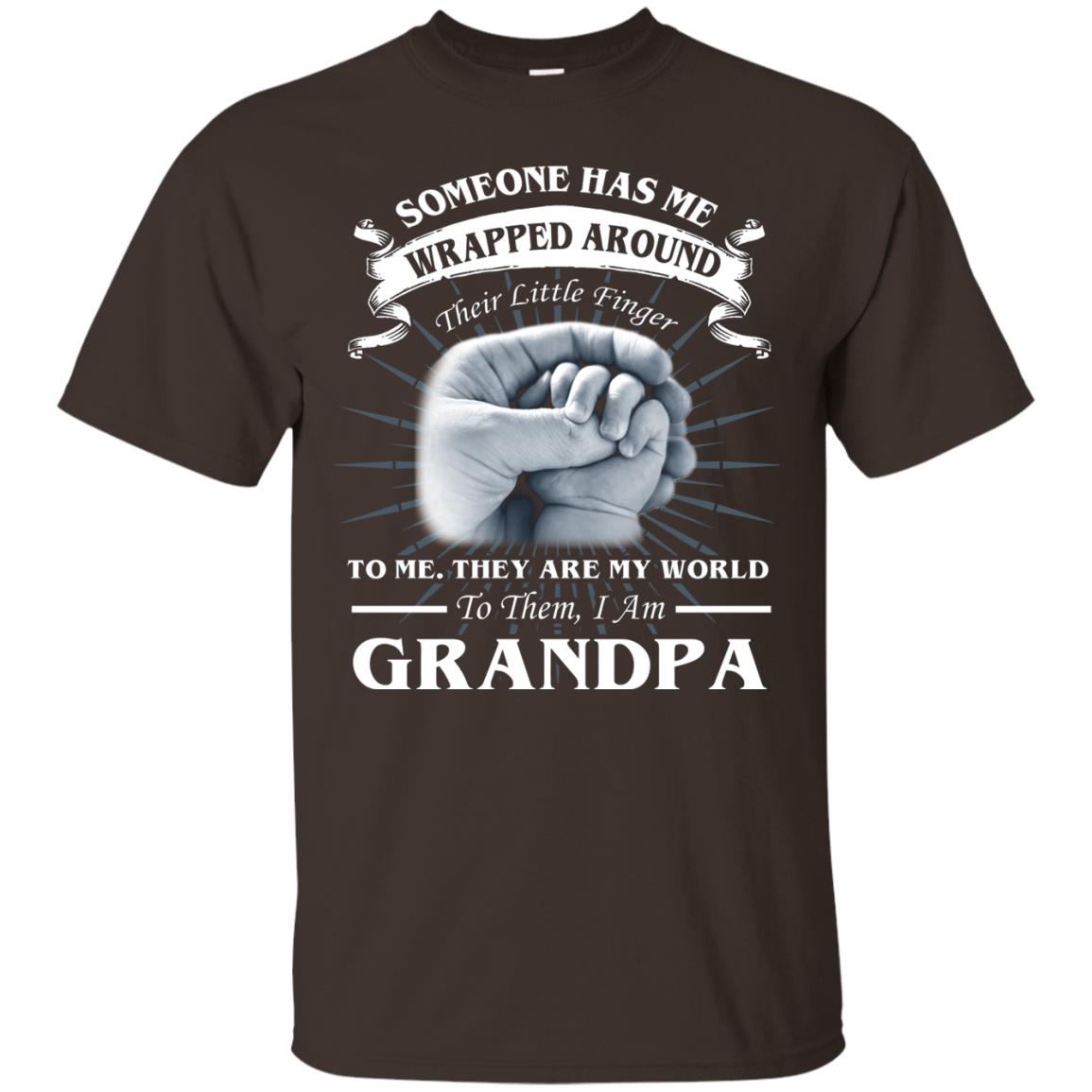They Are My World To Them I Am Grandpa Papa Shirt Dark Chocolate