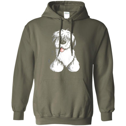 Dog Lover T-shirt Happy Old English Sheepdog Military Green