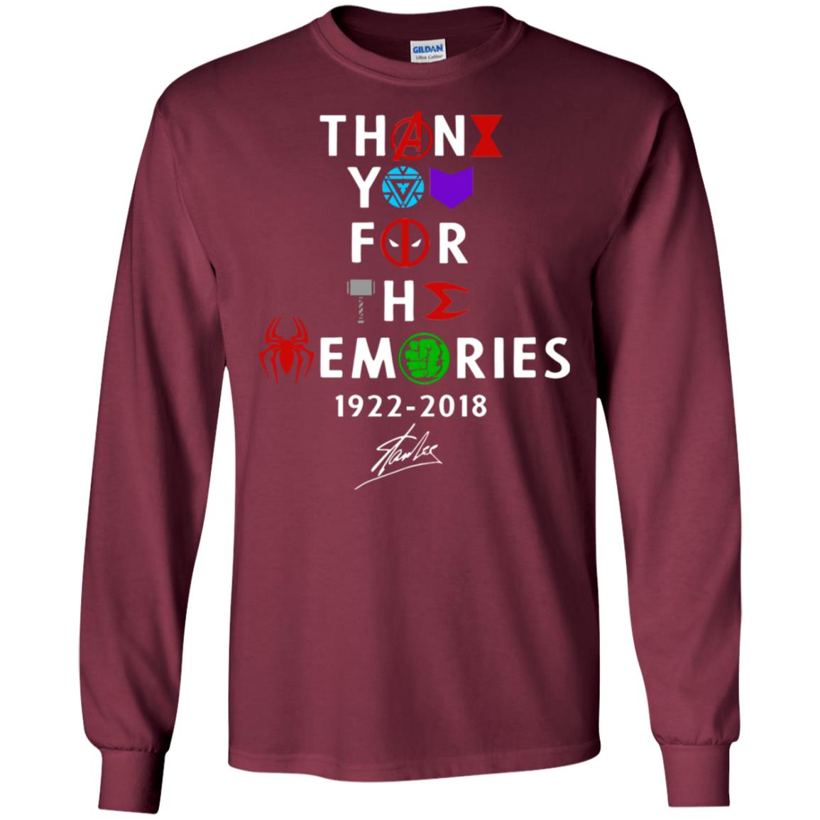 Thank You For The Memories Stan Lee Movie Hero Fan Shirt Maroon
