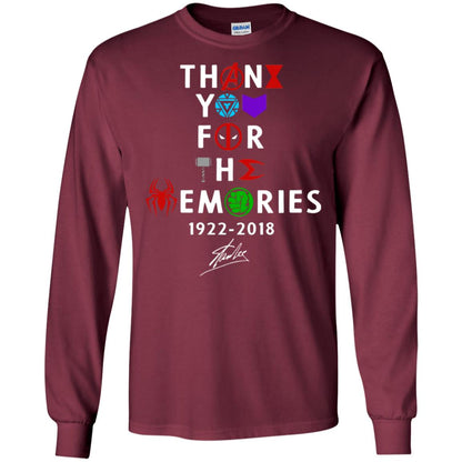 Thank You For The Memories Stan Lee Movie Hero Fan Shirt Maroon