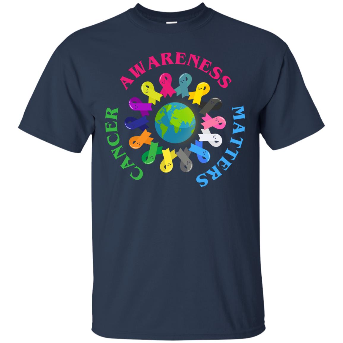 All Cancer Ribbons For All Cancer Awareness T-shirt Navy