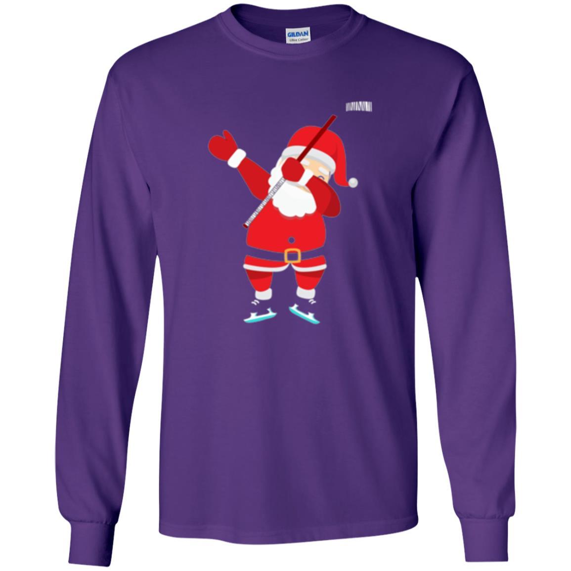 Christmas T-shirt Santa Claus Dabbing Hockey Purple