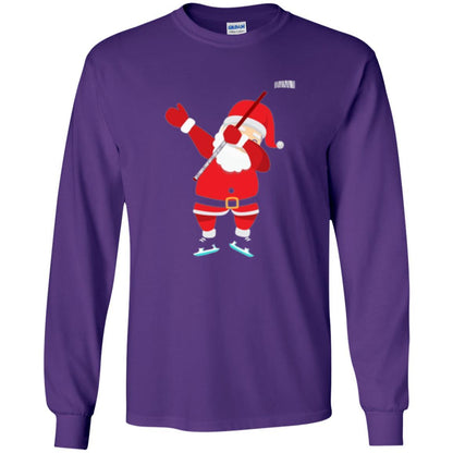 Christmas T-shirt Santa Claus Dabbing Hockey Purple