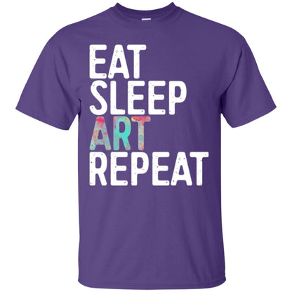 Art Lover T-shirt Eat Sleep Art Repeat Purple