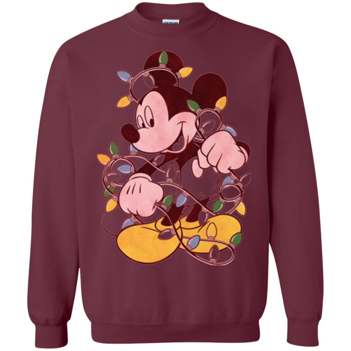Christmas Lights T-shirt Disney Mickey Mouse Maroon