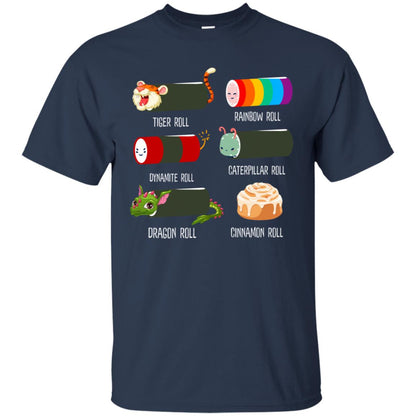 Tiger Roll Rainbow Roll Dynamite Roll Caterpillar Roll Dargon Roll Cinnamom Roll Shirt Navy