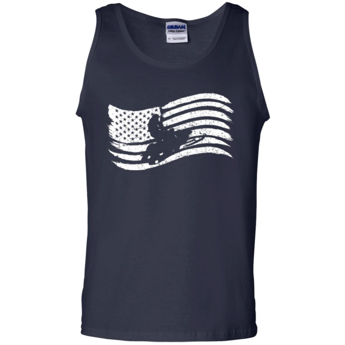 Snowmobile Rider T-shirt American Flag Navy