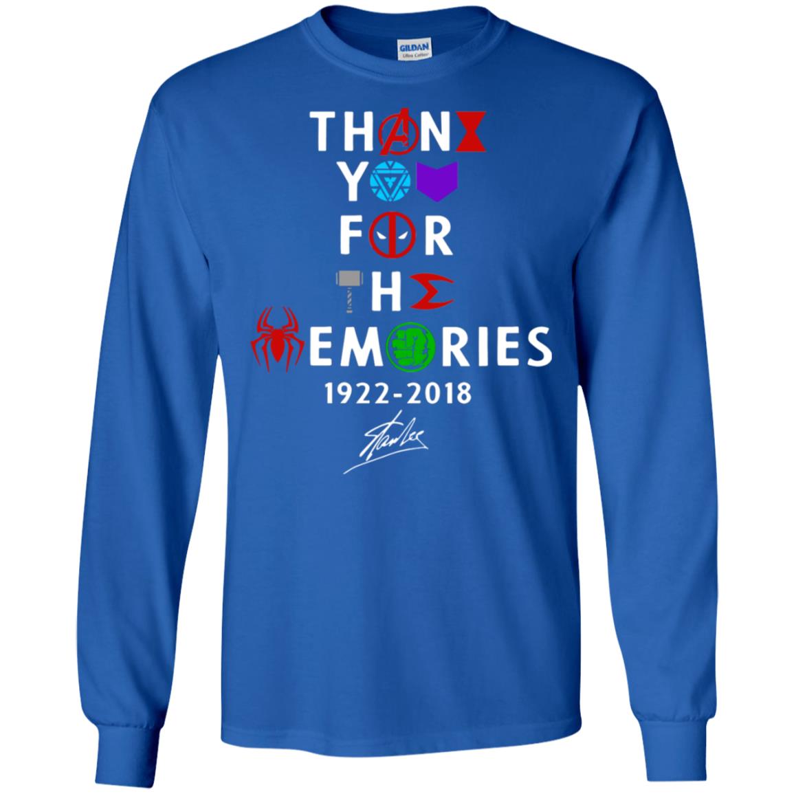 Thank You For The Memories Stan Lee Movie Hero Fan Shirt Royal