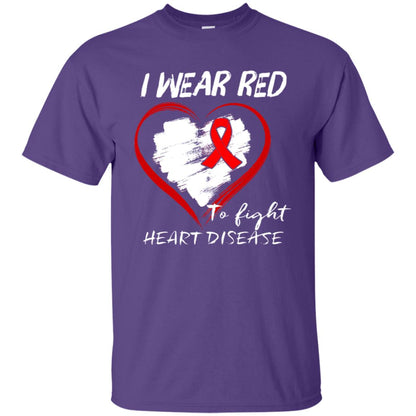 I Wear Red To Fight Heart Disease Shirt Purple