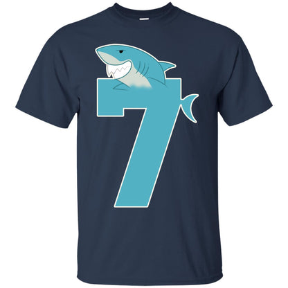 7th Birthday Shark Party Shirt Navy