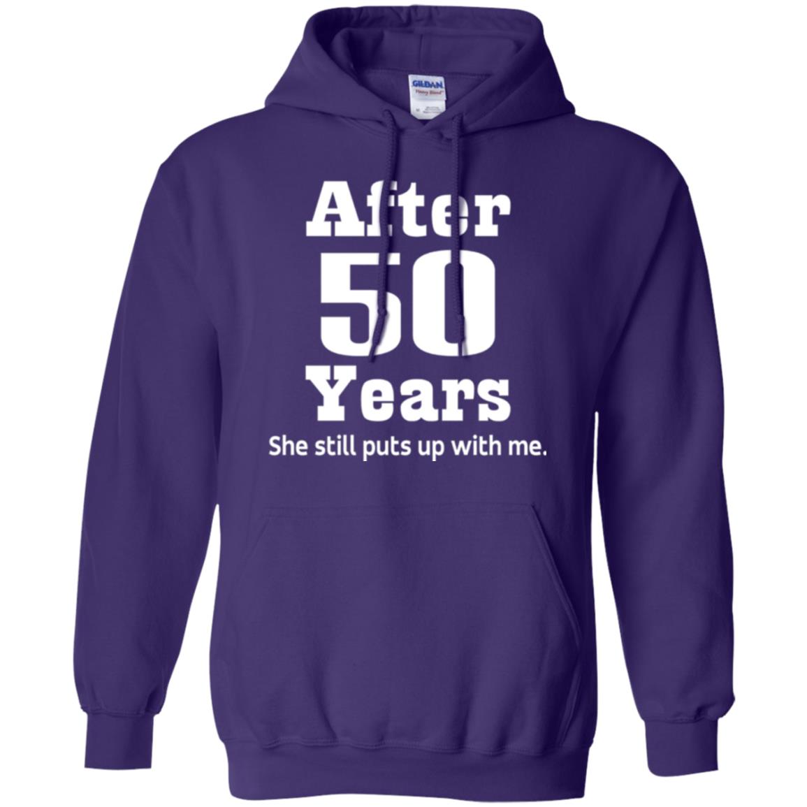 50th Anniversary T-shirt She Still Put Up With Me Purple