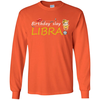 Cute Libra Girl Birthday Lip Slay T-shirt Orange