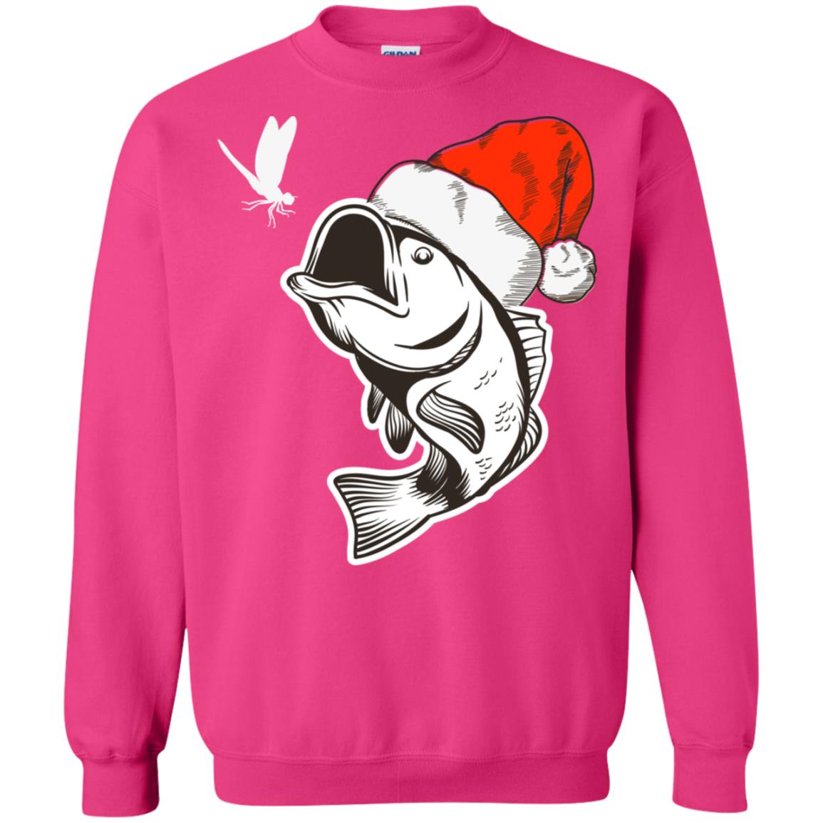 Bass Fishing Santa Hat Christmas Gift Shirt For Fishing Lovers Heliconia