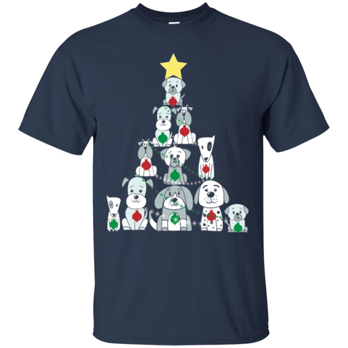 Dogs Lovers T-shirt Christmas Tree By Dogs Navy
