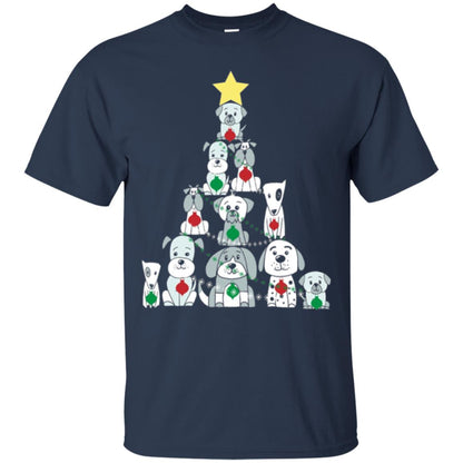 Dogs Lovers T-shirt Christmas Tree By Dogs Navy