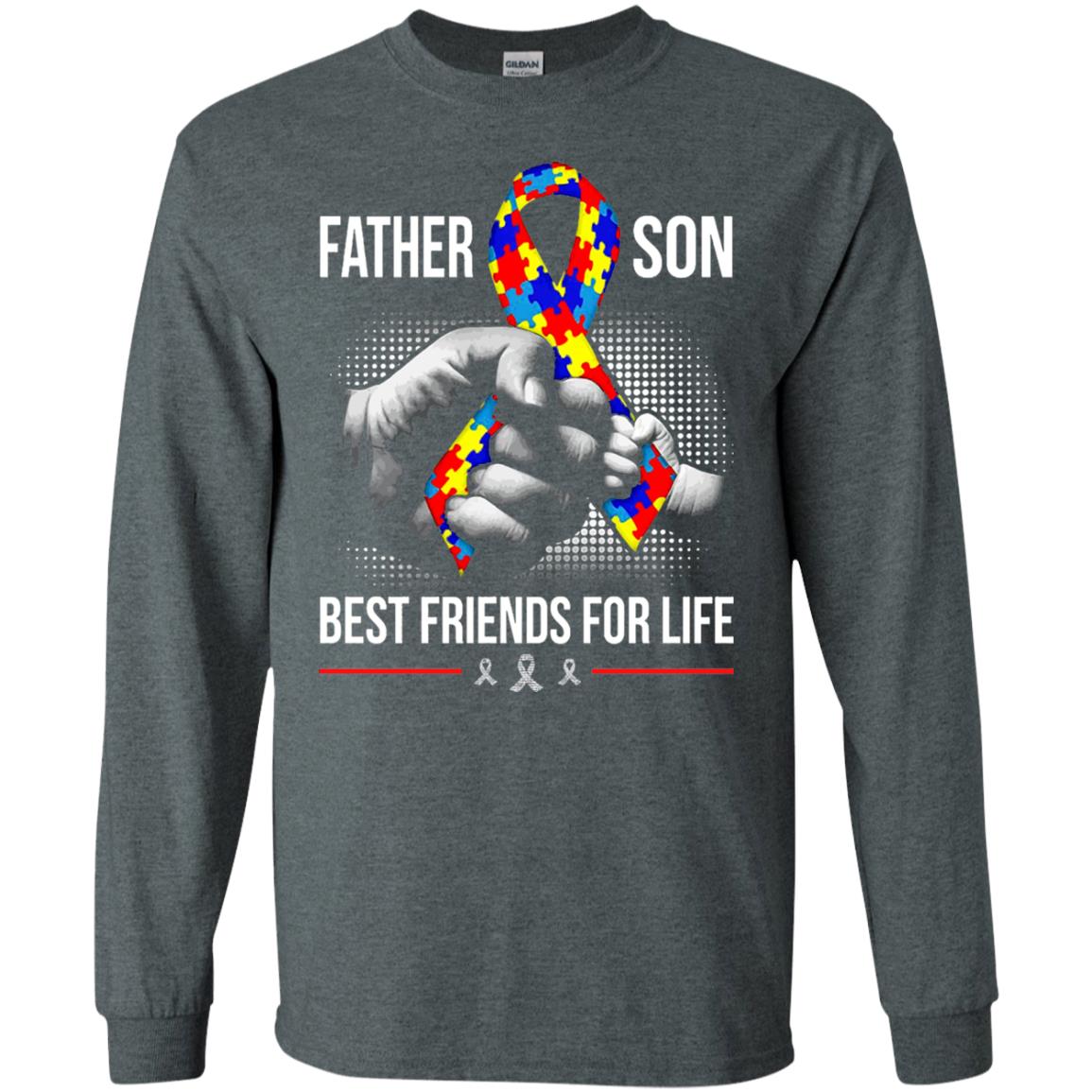 Father And Son Best Friends For Life Autism Awareness T-shirt Dark Heather