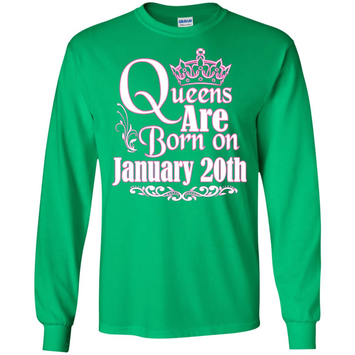 Queens Are Born On January 20th Birthday T-shirt Irish Green
