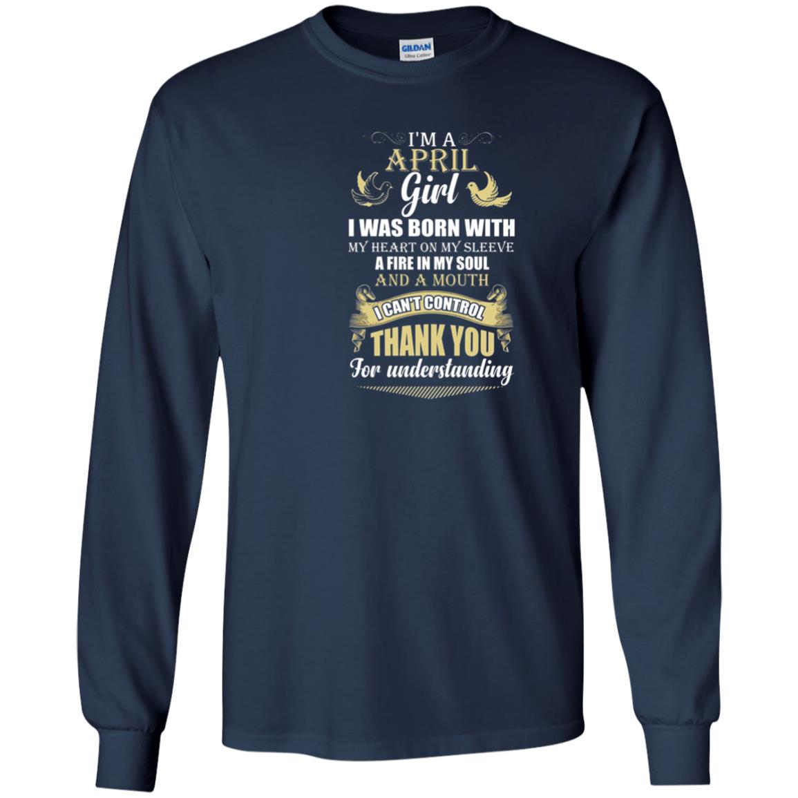 April Birthday Shirt Im A April Girl I Was Born With My Heart Navy