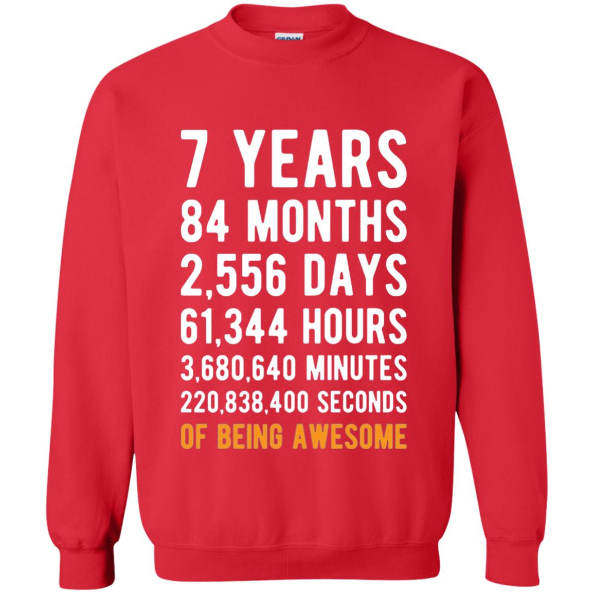 7th Birthday Shirt 7 Years Old Being Awesome Red