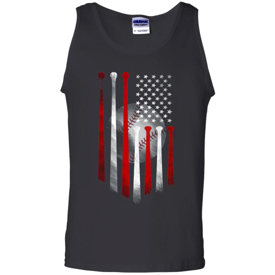 American Flag Baseball Flag Baseball Lover T-shirt Black