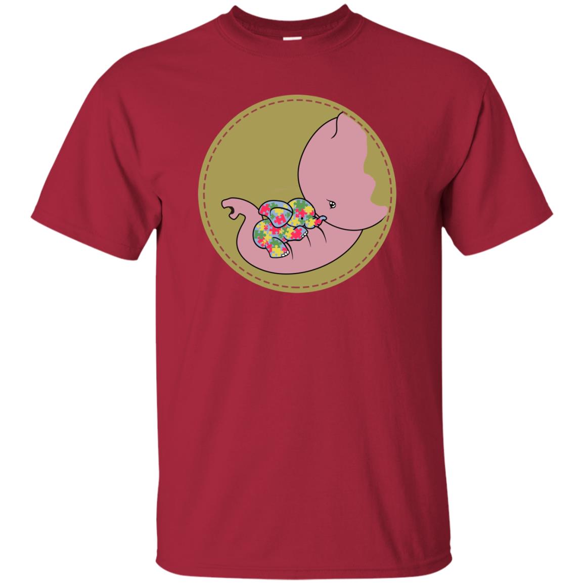 Elephant Mom And Baby Autism Awareness Shirt Cardinal
