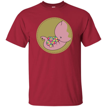 Elephant Mom And Baby Autism Awareness Shirt Cardinal
