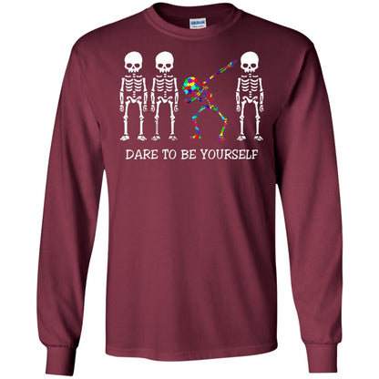 Dare To Be Yourself Autism Awareness T-shirt Maroon