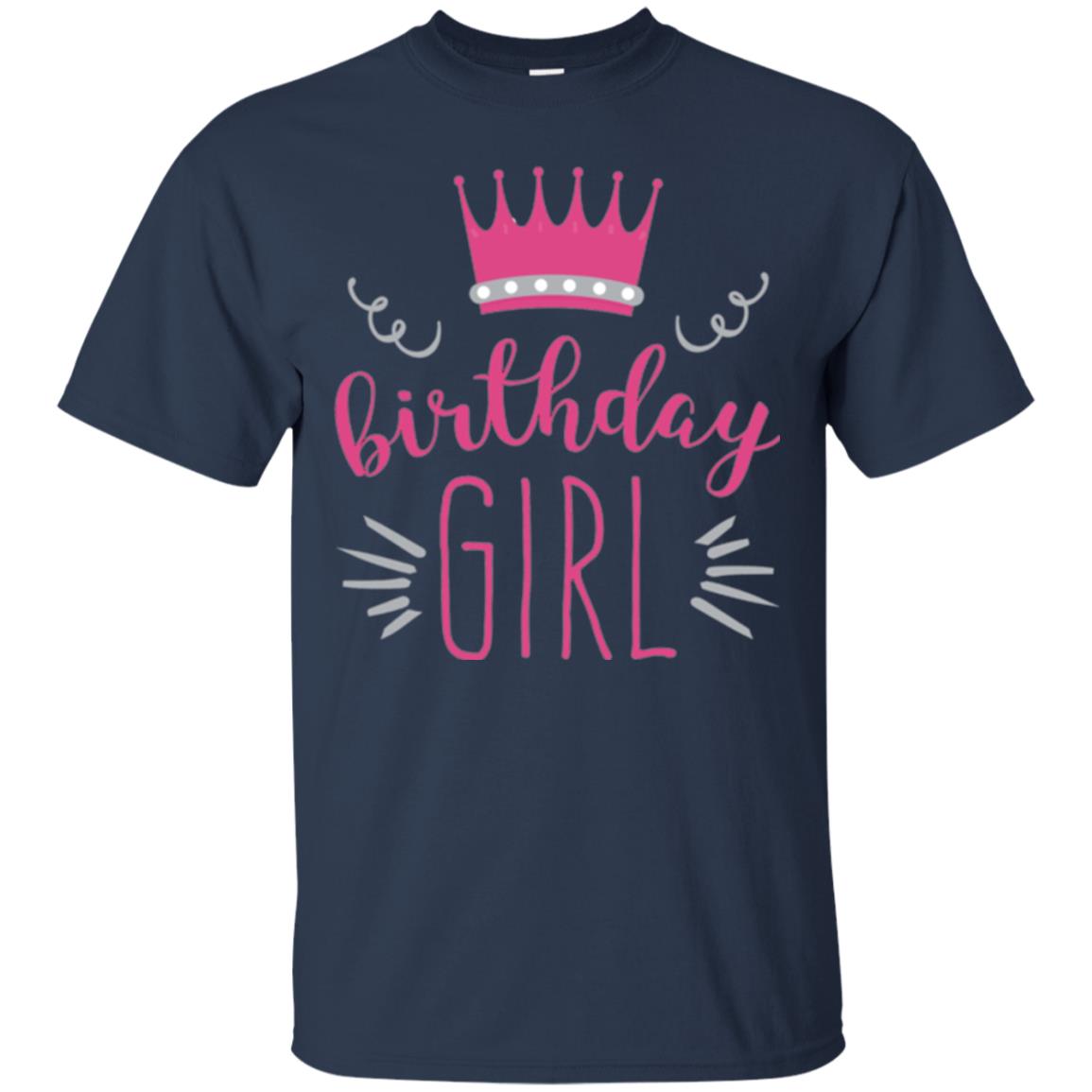 Tiara Crown T-shirt Girl_s Youth Birthday Princess T-shirt Navy