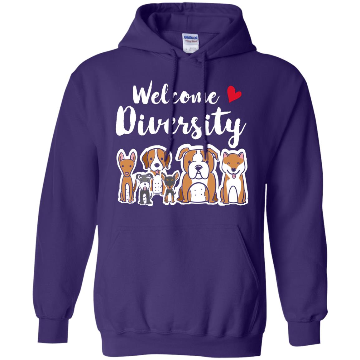Dog Lover T-shirt Welcome Diversity Purple