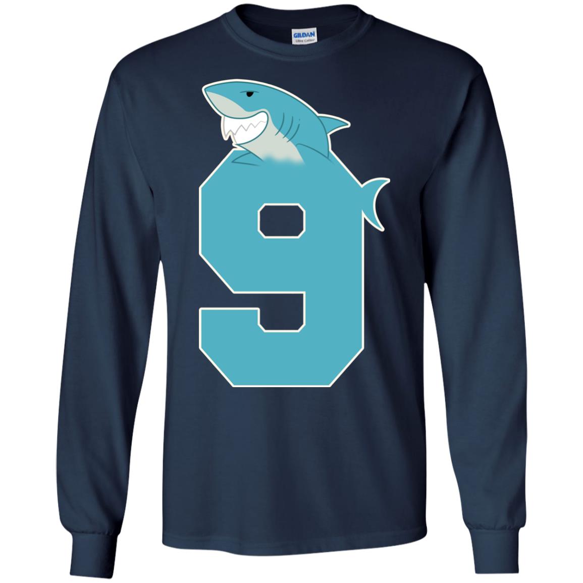 9th Birthday Shark Party Shirt Navy